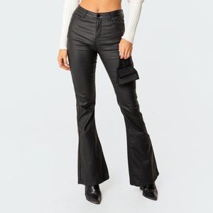 Edikted Luna Faux Leather Flare Jean